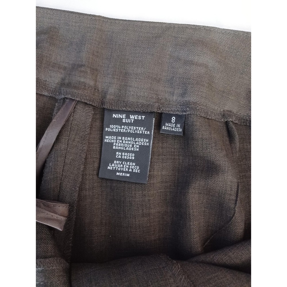 Nine West Pant Suit Set Womens 8 Brown 2 Piece Jacket Pants Work Career Office - Picture 9 of 9